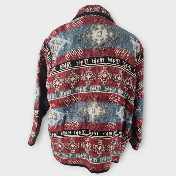 Fashion Bug Tapestry Jacket Women's 26/28W Southwest Aztec Open Front Boho VTG - Picture 2 of 6